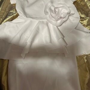 Women’s white peplum rose flower dress